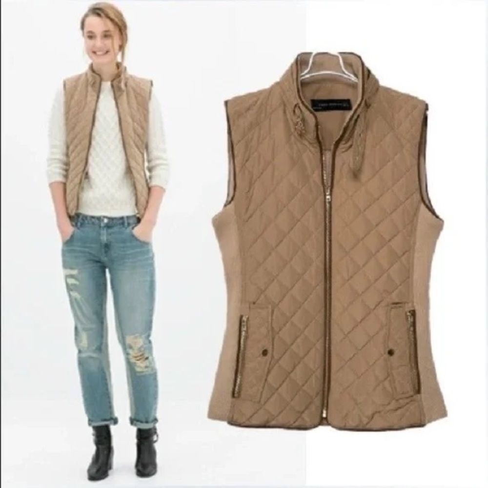 Zara Tan Quilted Vest